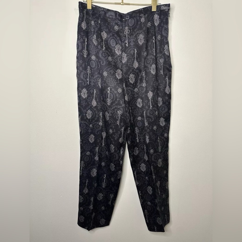 Talbots Pants Women’s 10 Black Lock Keys Casual Vintage Silk Wool Blend